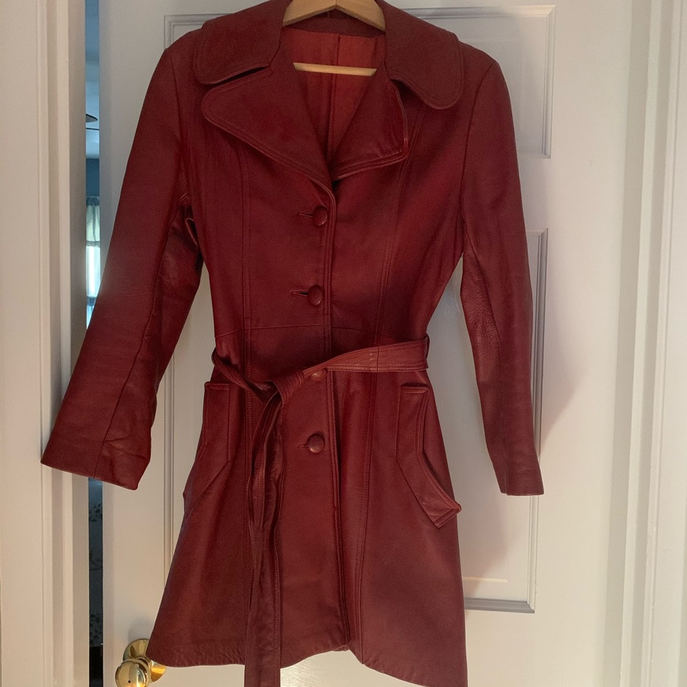 Red leather coat